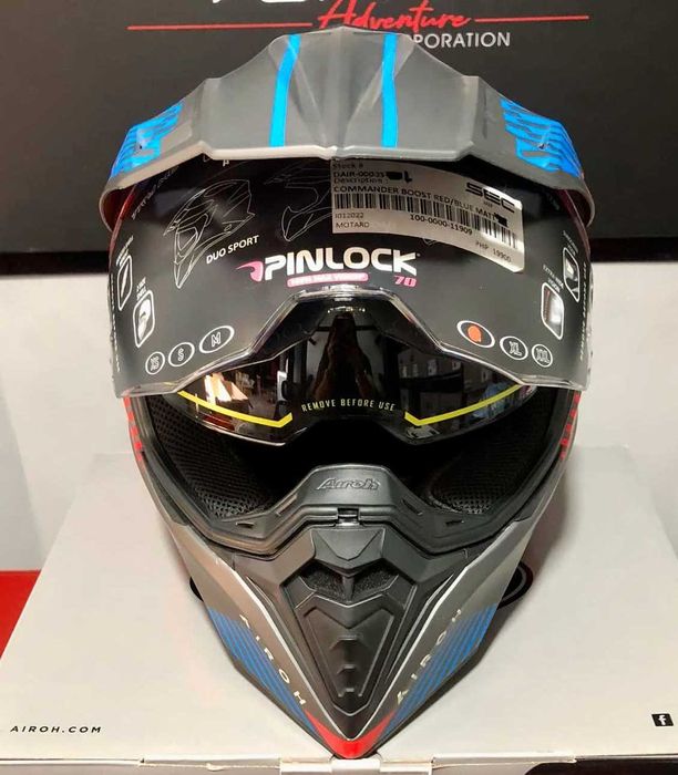 Capacete NOVO Airoh Commander Verm/azul Matt (46% DESCONTO) Tam S