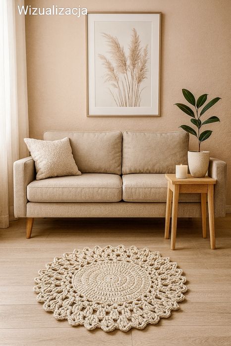 Dywanik ażurowy handmade ze sznurka bawełnianego