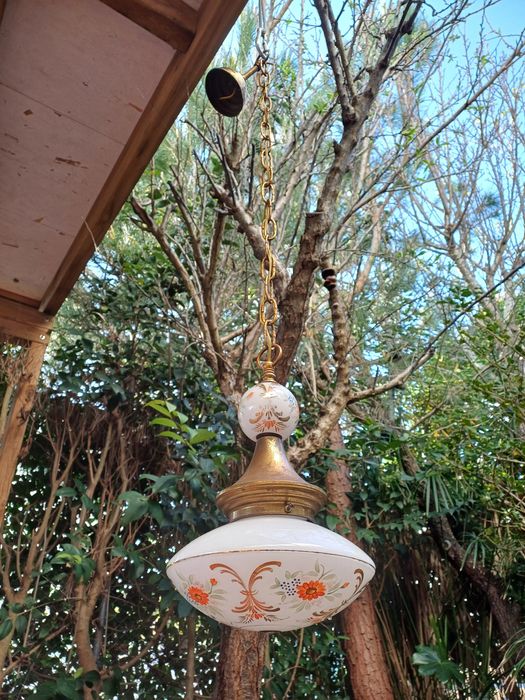 candeeiro de tecto latão e vidro