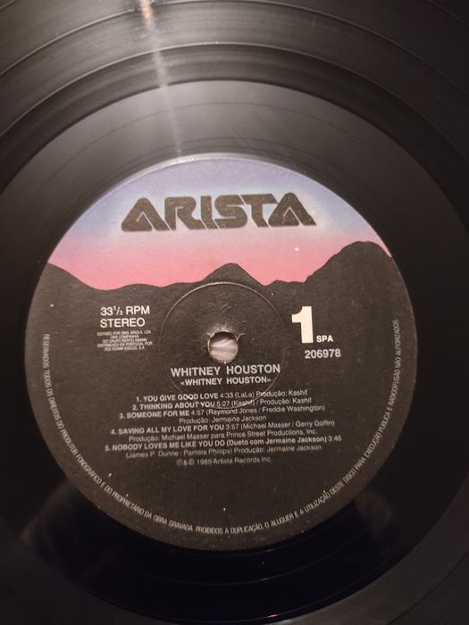 Disco de Vinil Whitney Houston de 1985