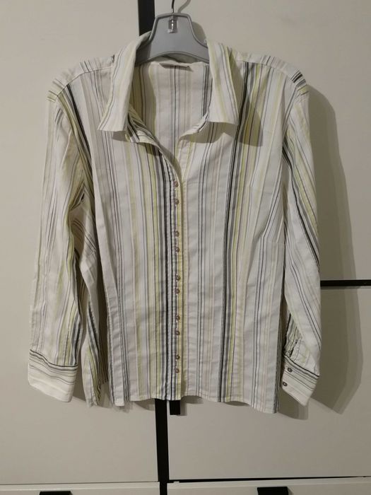 Bluzka do biura, koszulowa, bawełniana w pionowe paski, z tetry, C&A