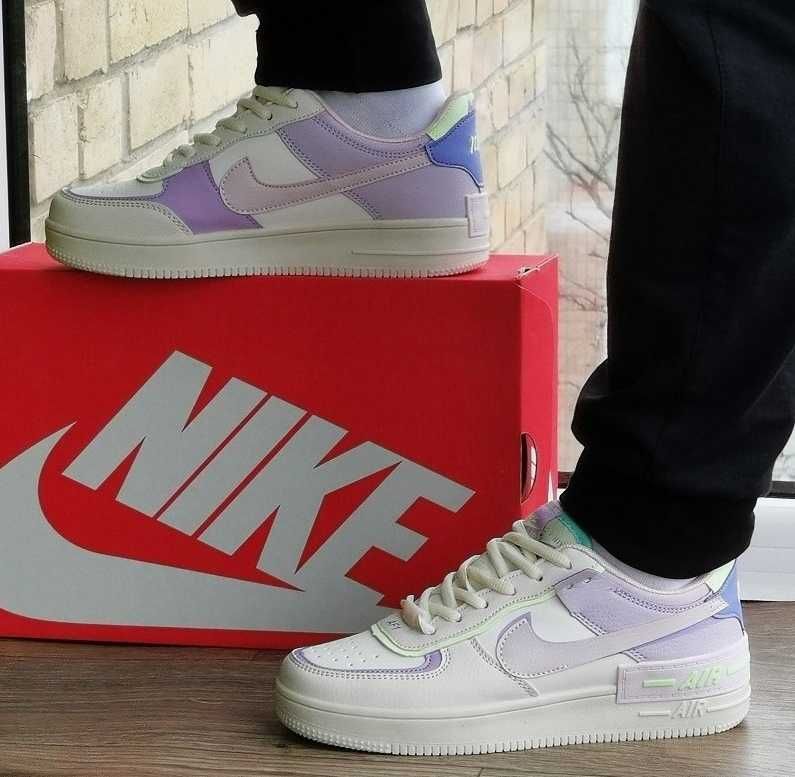 Кроссовки Nike Белые Женские Найк Форсы Shadow Разноцветные