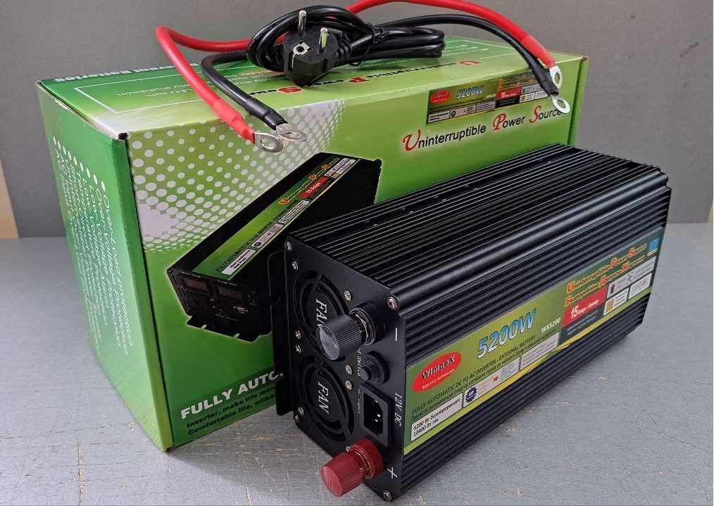 Преобразователь Wimpex 5200W-12V с зарядным устройством 15А. Инвертор