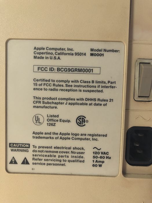 Apple 1984 Primeiro Macintosh M0001 Original completo