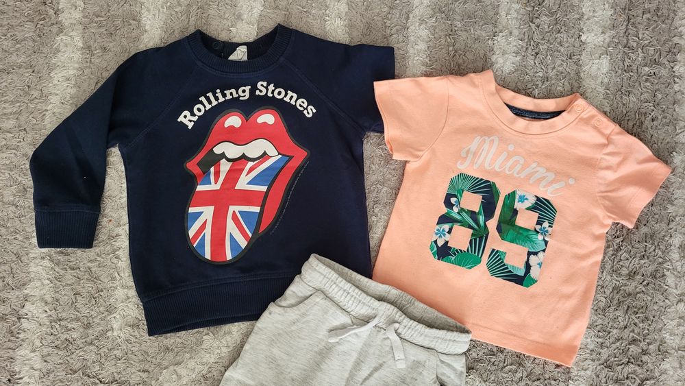 80 Zestaw paczka dla chłopca dres H&M rebel rolling stones dziewczynki