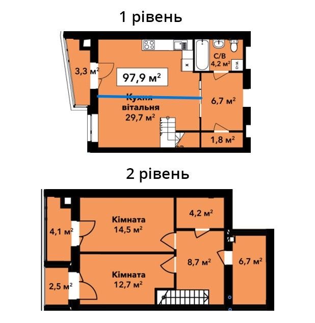 ЖК Перлина Проскурова! Простора Дворівнева 3к квартира, Центр міста!