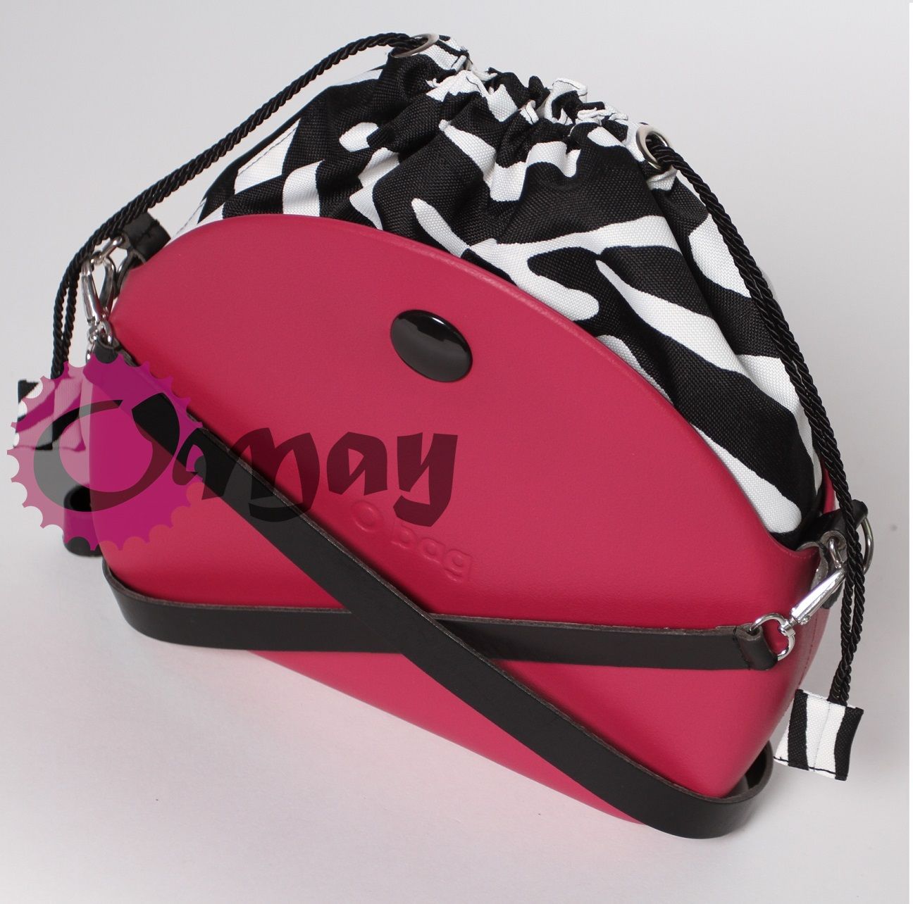 CZARNY organizer OBAG MOON LIGHT worek zebra 2 kieszenie komin OMAY