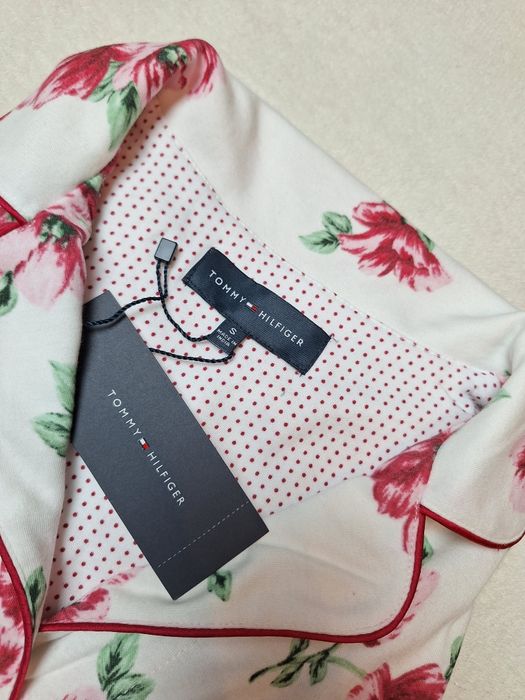 Tommy Hilfiger Piżama Damska Kwiaty S Krótki Rękaw Długie Spodnie prez