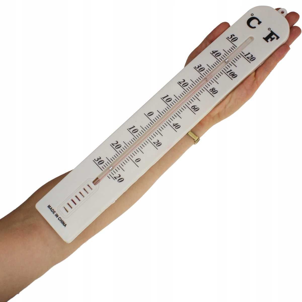 Termometr  WEWNĘTRZNY ZEWNĘTRZNY DUŻY XXL 40 cm Płaski  -30°C + 50°C.