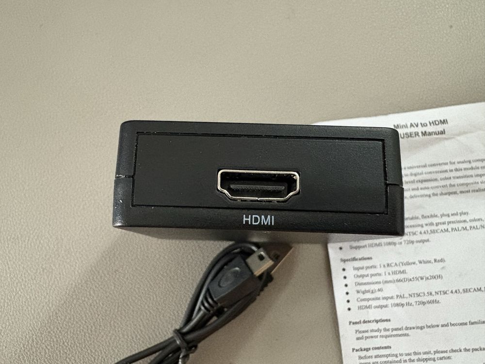 Konwerter HDMI na RCA – nowy, NTSC/PAL, z zasilaniem