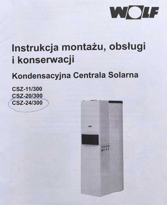 Piec gazowo-solarny kocioł WOLF CSZ-24-300, z zasobnikiem 300l kompakt