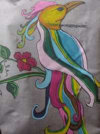 Ręcznie malowane Custom torby Rajski ptak.