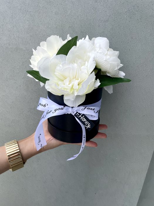 Wieczne Piwonie* Flower bix białe Peonie* Kwiaty w pudełku z Piwonii