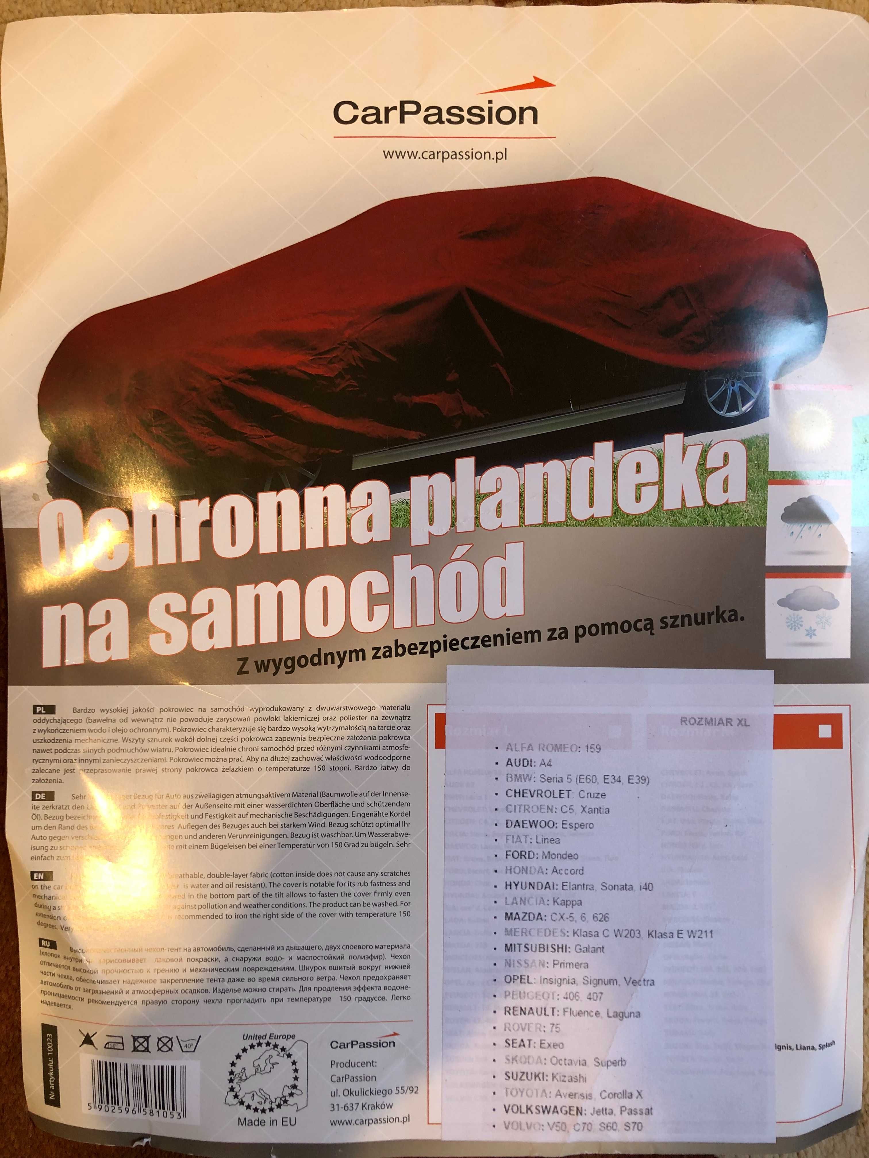 Pokrowiec plandeka na samochód XL premium exclusive Carpassion