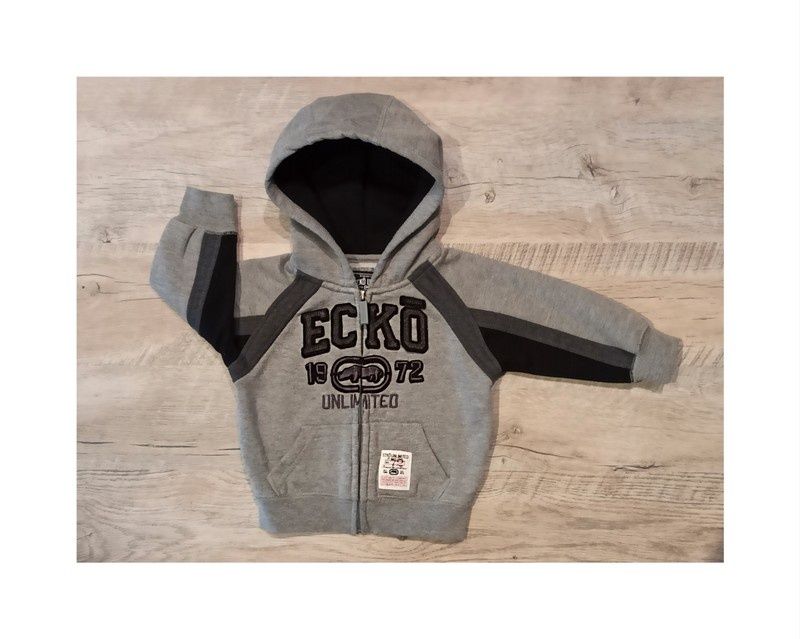 Ecko bluza dresowa 74 80 szarą czarna kaptur zapinana j nowa sportowa