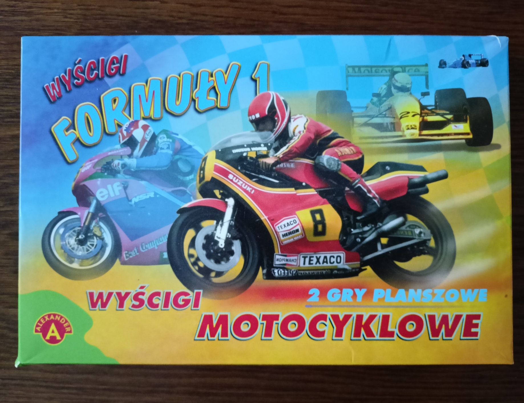 Wyścigi formuły 1. Wyścigi motocyklowe. 2 gry planszowe.