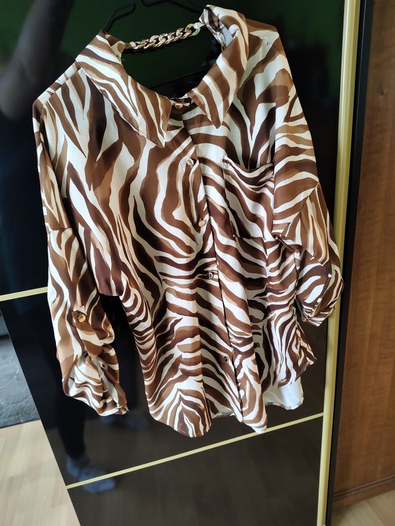 Koszula zebra cappucino beżowa brązowa