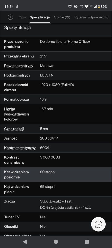 Monitor LCD LG 21,5'