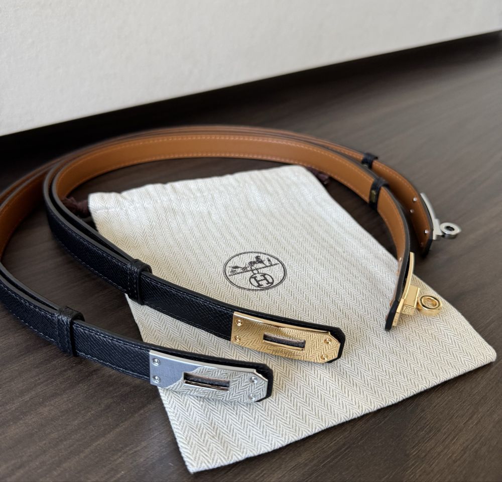 Кожаный ремень Hermes с пыльником