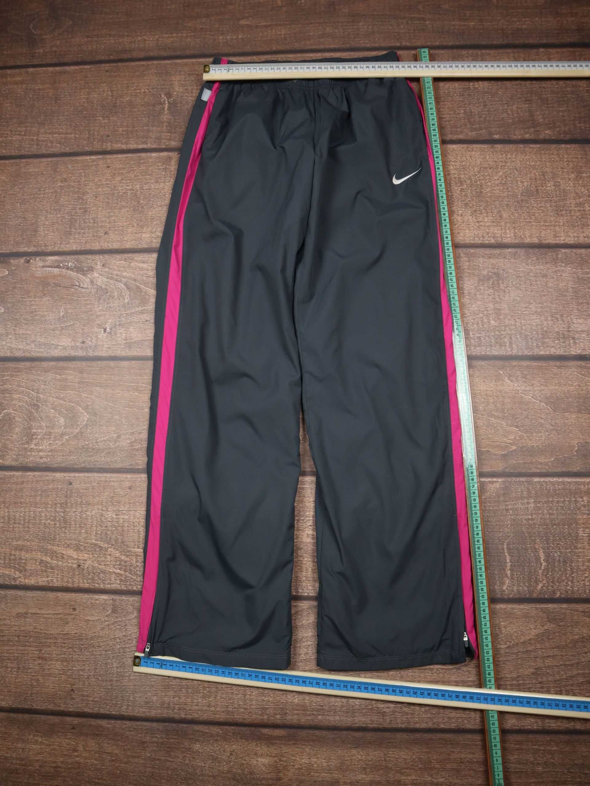 Vintage Retro Nike swoosh pants szare dresy spodnie dresowe szelesty