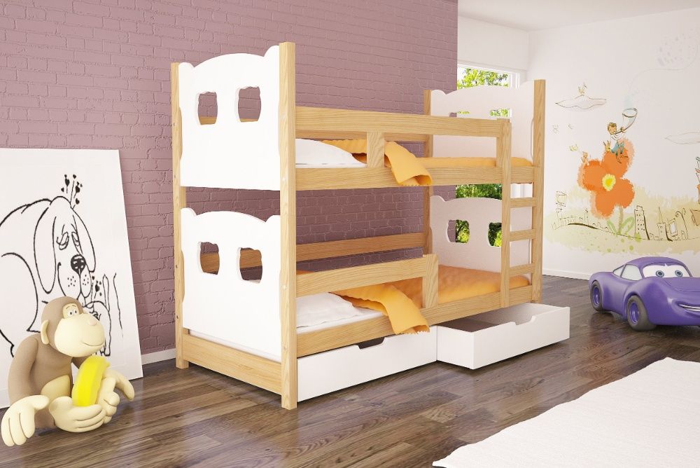 Młodzieżowe łóżko piętrowe OLEK dwuosobowe + materace!