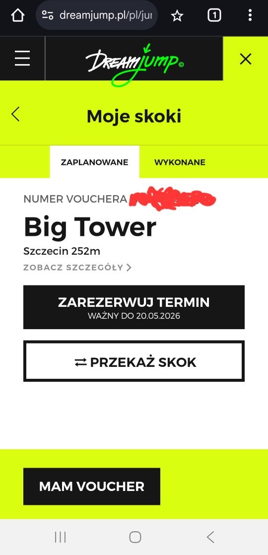 Skok Dream Jump Big Tower Szczecin Bungee