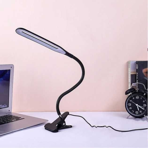 Гнучка настільна світлодіодна USB лампа №90 на прищіпці 24 LED