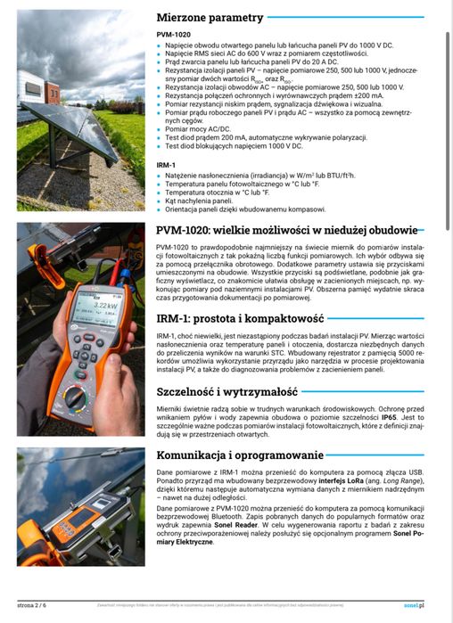 Miernik instalacji fotowoltaicznych zestaw SONEL PVM-1020 wynajem FV