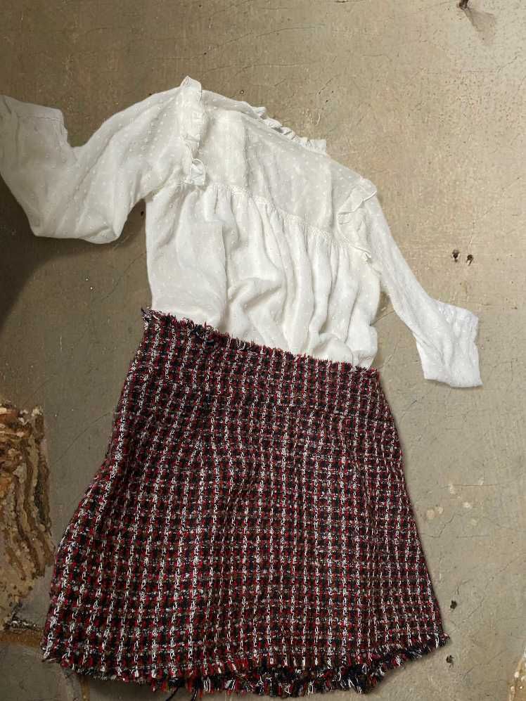 Spódnica mini, krótka, wełniana, w krate na suwak, elegancka Zara 40/L
