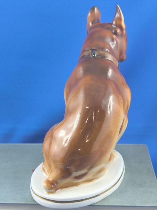 Pies bokser Łomonosow LFZ #porcelana #ZSRR #Rosja #ozdoba #prezent