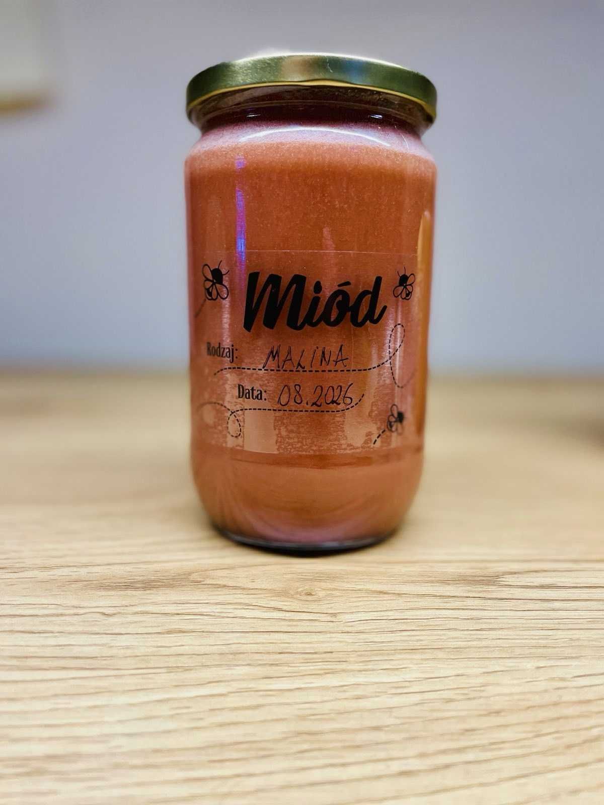 NATURALNY Miód z maliną DUŻY SŁOIK 950g