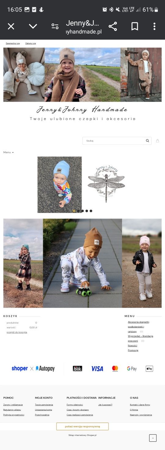 Sprzedam sklep internetowy branża dziecięca odzież + Facebook + logo