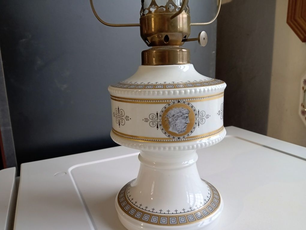 Stara Porcelanowa Lampa Naftowa Wallendorf
