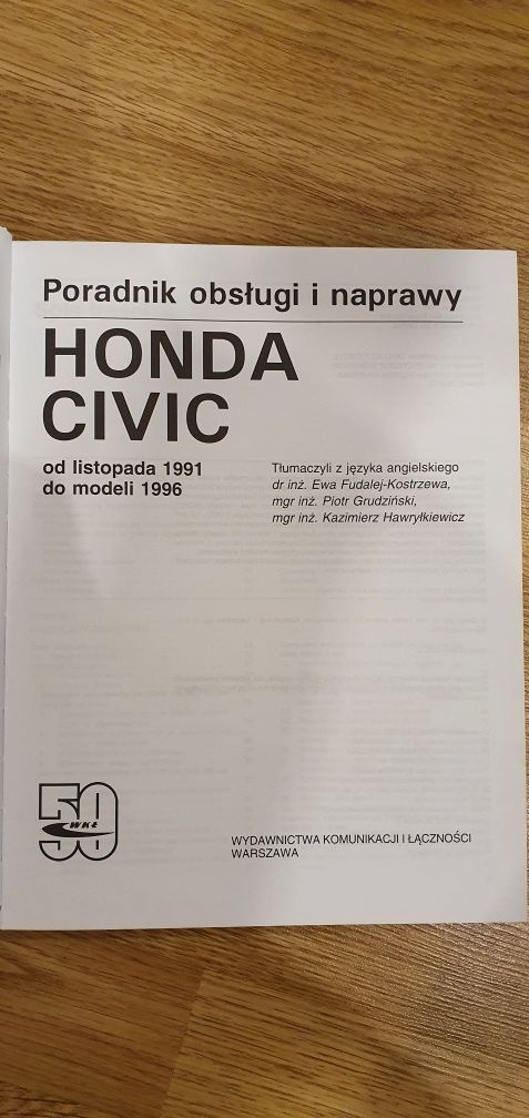 Honda Civic poradnik obsługi i naprawy, instrukcja, katalog
