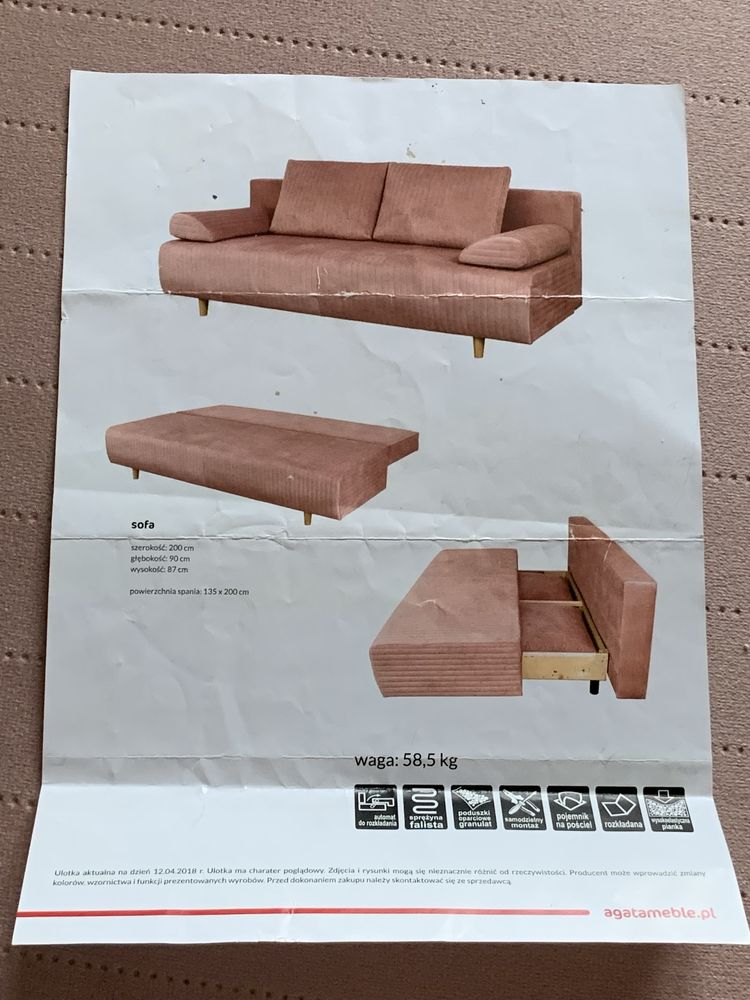 Sofa z Funkcją Spania „Zoja”