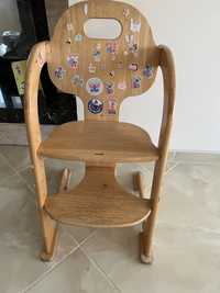 Krzesło drewniane dziecięce rośnie z dzieckiem do karmienia regulowane