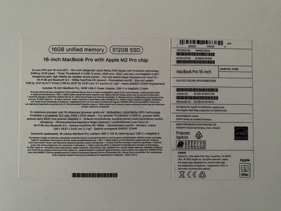 MacBook Pro 16″ M2 Pro – cena do negocjacji, stan jak nowy, gwarancja
