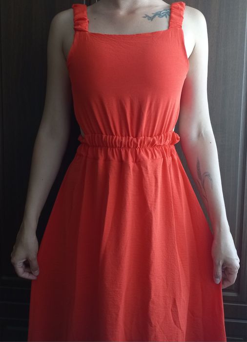 Оранжева довга літня сукня, розмір 42-44