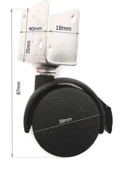 4x kółka obrotowe meblowe skrętne z blokadą fi38 na płytę 18mm