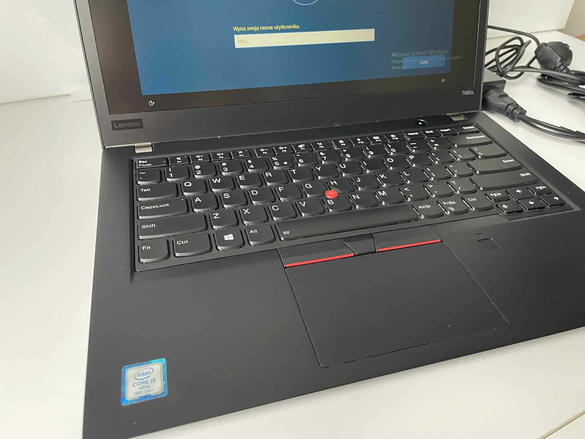 Lenovo ThinkPad T480s i5/8BG RAM/256 GD SSD m.2 WIN10 PRO stan idealny
