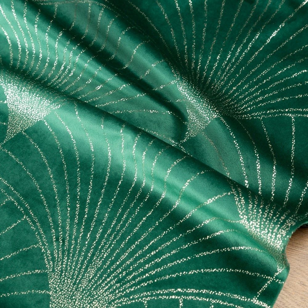 Obrus bieżnik 35x140 zielony c. złoty wachlarze