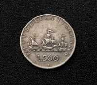 Срібна монета 500 lir 1958 р.