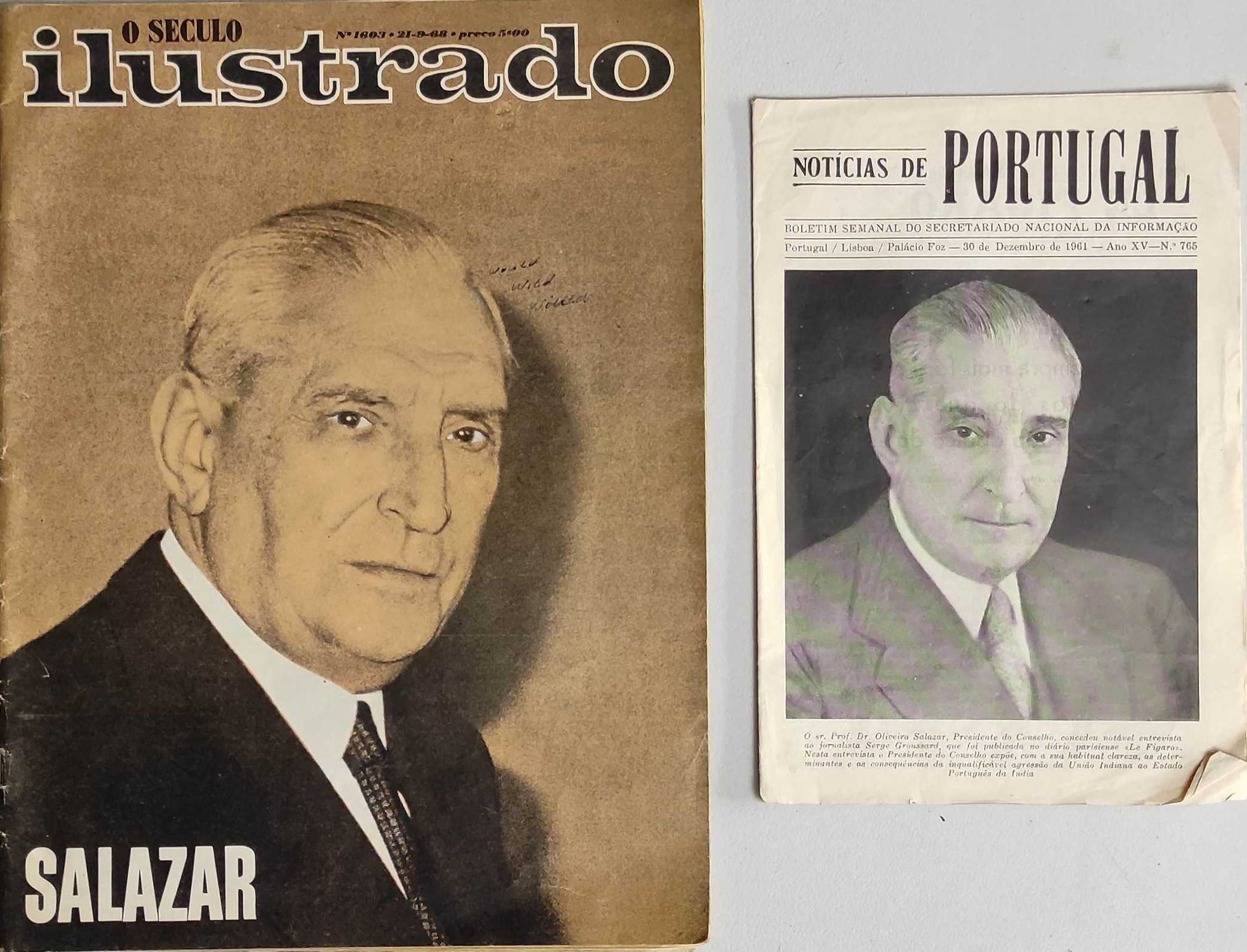 Vários Jornais Revistas e Recortes sobre Salazar (LER DESCRIÇÃO)