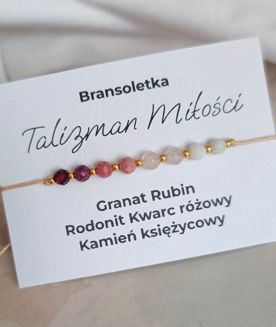 Kamienie miłości talizman Miłość kwarc rubin bransoletka minerały