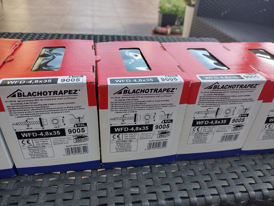 Wkręty farm 48/35/250, 9005 do blachodachówki, blachotrapez, NOWE