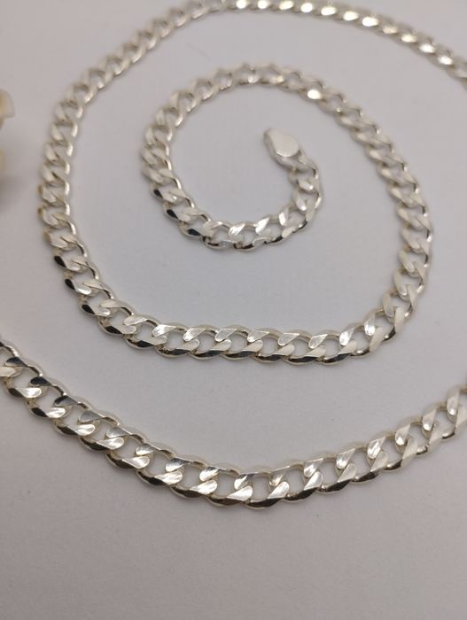 Srebrny łańcuszek pancerka, próba 925, długość 60 cm