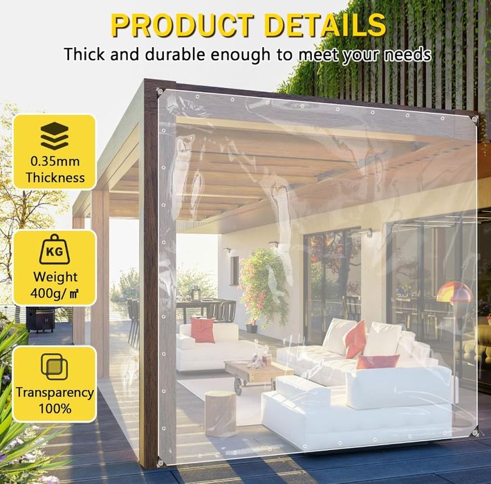 Transparentna plandeka z oczkami 420 g/m² 3 x 6 m,