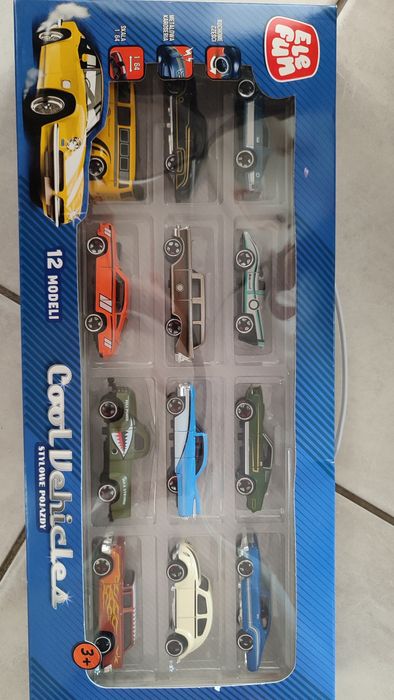 Zestaw aut metalowych 12 Sztuk Elefun Cool vehicles