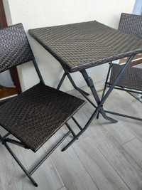 komplet mebli balkonowych: stół + 2 krzesła