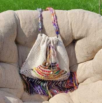 Torba sznurkowa z frędzlami w stylu boho, szydełkowe rękodzieło!